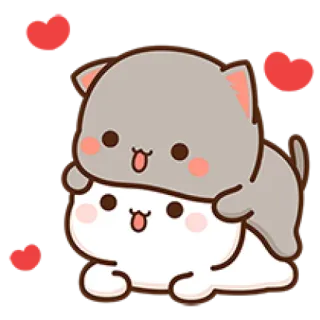 ❤️ Katze, süß, Liebe, Herzen, Pfirsich, Tiere telegram sticker