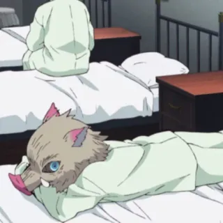 🌑 Inosuke Hashibira Demon Slayer Anime, Inosuke, Cinghiale, Ospedale, Sdraiato telegram sticker