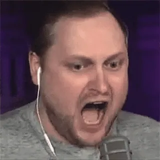 😱 man, geschrokken, schreeuwend, microfoon, verrast, open mond telegram sticker