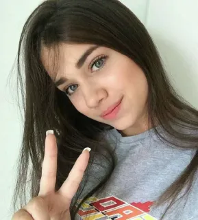 🎶 fille, signe de paix, femme, ado, beauté, selfie telegram sticker