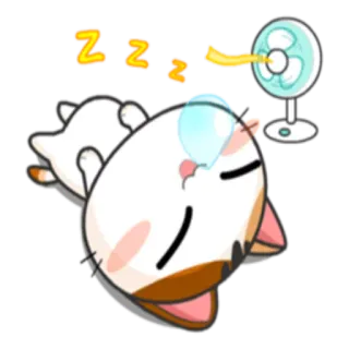 😴 zzz gato, dormindo, ventilador, exausto, desenho animado telegram sticker