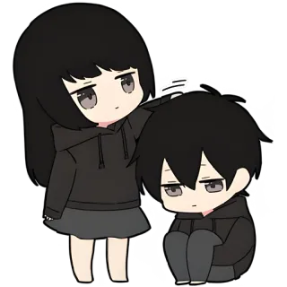 😔 anime, cute, girl, boy, chibi, comfort, affection telegram sticker