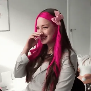 💋 mujer, pelo rosa, chica, belleza, pelo, sonriendo telegram sticker