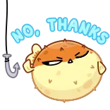🙅♂️ NO THANKS Kugelfisch, Fisch, Nein, Danke, Cartoon, Tier, Meer, Ozean whatsapp sticker
