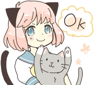 👍 OK anime, gato, fofo, kawaii, ok, menina telegram sticker