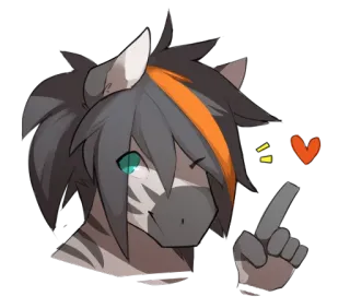 ❤ た 斑马, 动漫, 卡通, 心, 指向, 可爱, 兽人 telegram sticker