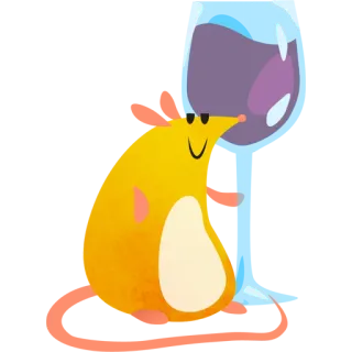 🍷 动物, 卡通, 仓鼠, 葡萄酒, 饮料, 可爱 telegram sticker