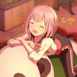 ☺️ anime, girl, panda, cute, smiling, pink hair whatsapp sticker