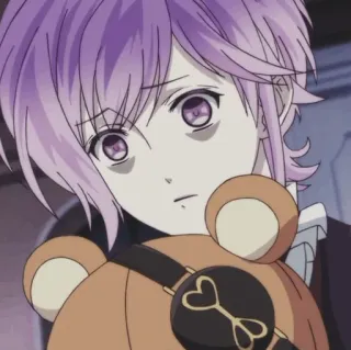 🧸 Laito Sakamaki Diabolik Lovers anime, purple hair, vampire, bishonen, teddy bear telegram sticker