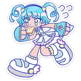 🍞 Chica anime, Dibujo animado, Comiendo, Sándwich, Pegatina, Kawaii, Lindo, Corriendo telegram sticker