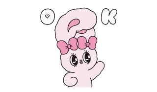 🌟 OK schattig, kawaii, konijn, roze, ok, illustratie telegram sticker