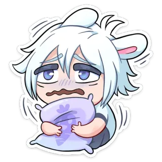 😭 Anime, Chibi, Mignon, Endormi, Oreiller, Personnage telegram sticker
