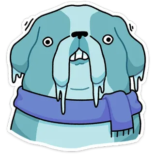 ⭐ chien, hiver, glace, écharpe, dessin animé, sticker telegram sticker