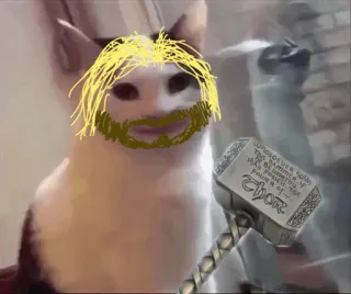 🐅 Thor Whosoever holds this hammer, if he be worthy, shall possess the power of...
THOR cat, thor, hammer, worthy, funny, meme telegram sticker