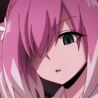 😡 Anime, Manga, Rosa Haare, Mädchen, Blume telegram sticker
