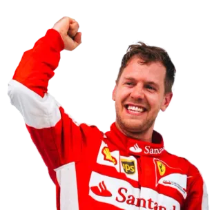 😃 Sebastian Vettel Pilote de course, Formule 1, Course automobile, Ferrari, Célébration, Sport whatsapp sticker