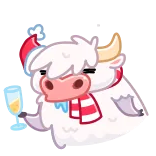 🥂 vaca, Navidad, animal, fiesta, celebración, bebida, bufanda, invierno whatsapp sticker