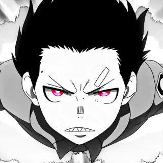 🖤 Shinra Kusakabe Fire Force Anime, Manga, Shinra Kusakabe, Fire Force, Fuoco, Eroe, Azione whatsapp sticker