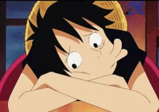 😕 Monkey D. Luffy One Piece аниме, мультфильм, Monkey D. Luffy, One Piece, грустный, расстроенный telegram sticker