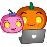 😍 Kürbis, Halloween, Herbst, Herbst, Laptop, Süß, Cartoon, Gruselig telegram sticker