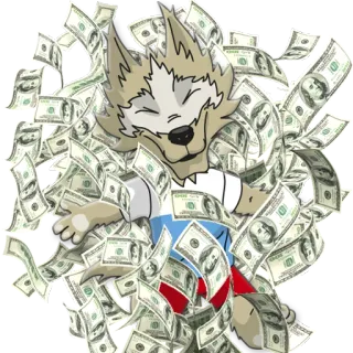 💰 wolf, geld, dollar, reichtum, cartoon, bargeld, erfolg telegram sticker