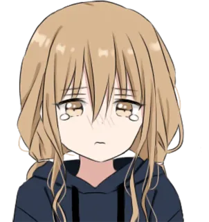 😢 动漫, 女孩, 悲伤, 哭泣, 角色, 插画 whatsapp sticker