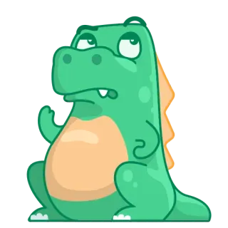 🧐 恐龙, 卡通, 搞笑, 动物, 角色, 绿色 whatsapp sticker