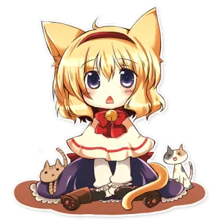 😮 Anime, Katzenmädchen, niedlich, kawaii, Manga, Chibi telegram sticker