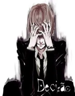 😭 Decisão อนิเมะ, เดธโน้ต, ตัวละคร, ยาางามิ ไลท์, การตัดสินใจ, อารมณ์ telegram sticker