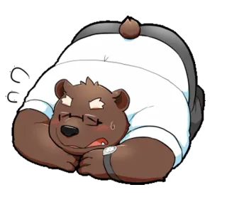 😔 bear, cartoon, animal, exhausted, office, character whatsapp sticker