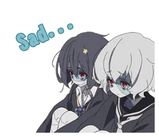 🥺 Sad... грустный, аниме, зомби, девушка, персонаж, эмоциональный telegram sticker