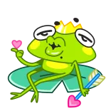 😘 rana, principessa, corona, amore, cuore, cartone animato, adesivo, ninfea telegram sticker