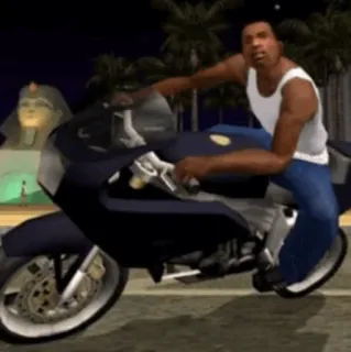 🔪 CJ Grand Theft Auto: San Andreas gta, san andreas, มอเตอร์ไซค์, เกม telegram sticker