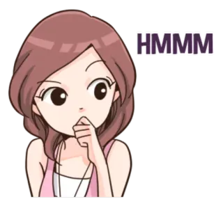 🤔 HMMM Frau, denken, hmm, Gesichtsausdruck, Cartoon telegram sticker