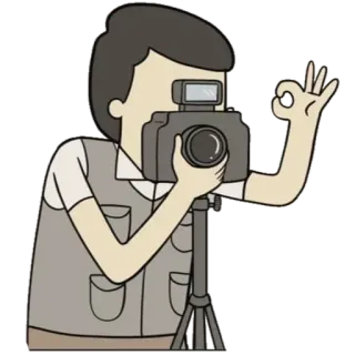 😂 Cartone animato, Fotografo, Fotocamera, Gesto, Simbolo OK telegram sticker