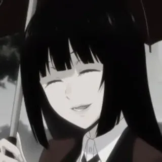 🃏 Yumeko Jabami Kakegurui 动漫, 女孩, 黑发, 微笑 telegram sticker