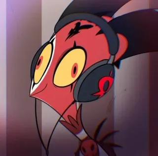 🤪 Blitzo Helluva Boss 꼬마 악마, 헤드폰, 만화, 악마 telegram sticker