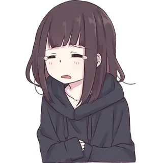 🤢 anime, buồn, cô gái, hoạt hình, khóc, cảm xúc telegram sticker