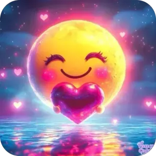 🥰 อิโมจิ, หัวใจ, ความรัก, น่ารัก, โรแมนติก, พระจันทร์ telegram sticker
