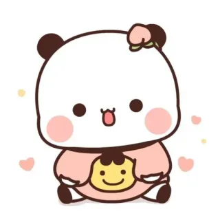 🍒 panda, słodki, kawaii, kreskówka, zwierzę, brzoskwinia, naklejka, ilustracja telegram sticker