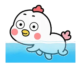 🌊 ไก่, การ์ตูน, ว่ายน้ำ, น่ารัก, สัตว์, น้ำ telegram sticker