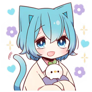😍 น่ารัก, แมว, อนิเมะ, จิบิ, คาวาอิ, การ์ตูน telegram sticker