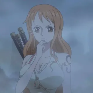 🤔 Nami One Piece 动漫, 海盗, 航海家, 角色, 女性 telegram sticker
