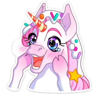 🦄 unicórnio, fofo, kawaii, brilhante, sobremesa whatsapp sticker