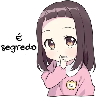 🤫 É segredo Anime, Mädchen, Geheimnis, Süß, Cartoon, Pst whatsapp sticker