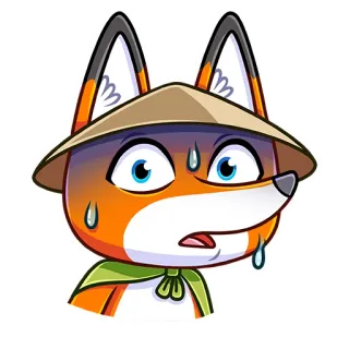 😳 fuchs, tier, cartoon, schweiß, besorgt, hut, süß, verängstigt telegram sticker