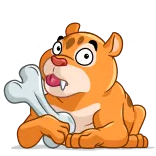 ๐ณ cartoon, animal, bone, orange, mammal, funny telegram sticker