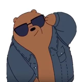 😎 urso, óculos de sol, desenho animado, legal, We Bare Bears, estilo, jaqueta telegram sticker