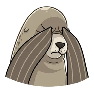 🙈 foca, animale, triste, deluso, cartone animato telegram sticker