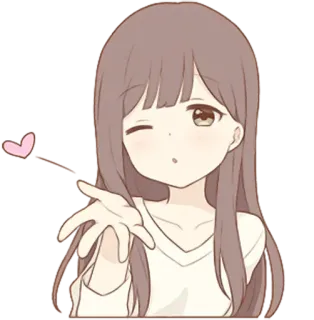 😘 アニメ, 漫画, 女の子, ウインク, ハート, かわいい, 可愛い telegram sticker
